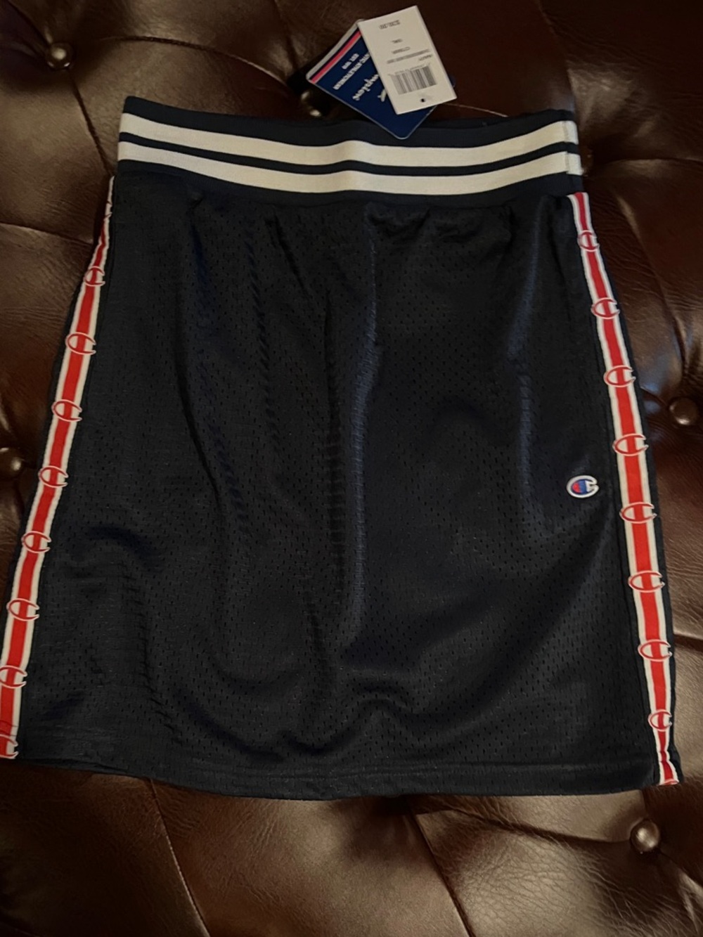 Champion Navy Mini Skirt with Red Stripe Trim